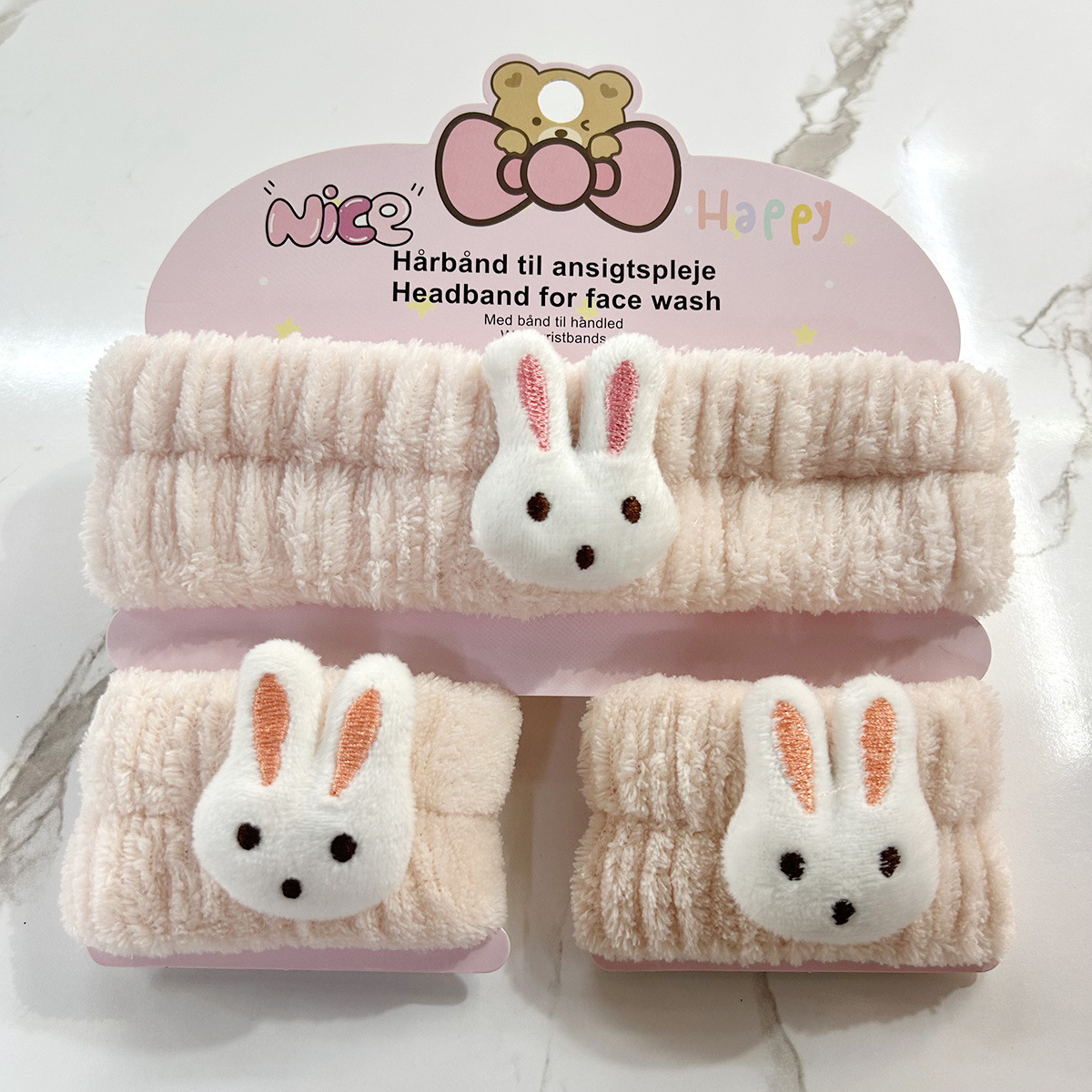 Banda de cabello de moda con tarjeta de papel dulce decoración de animales pequeños de peluche de lavado banda de cabello de dibujos animados correa de muñeca tridimensional