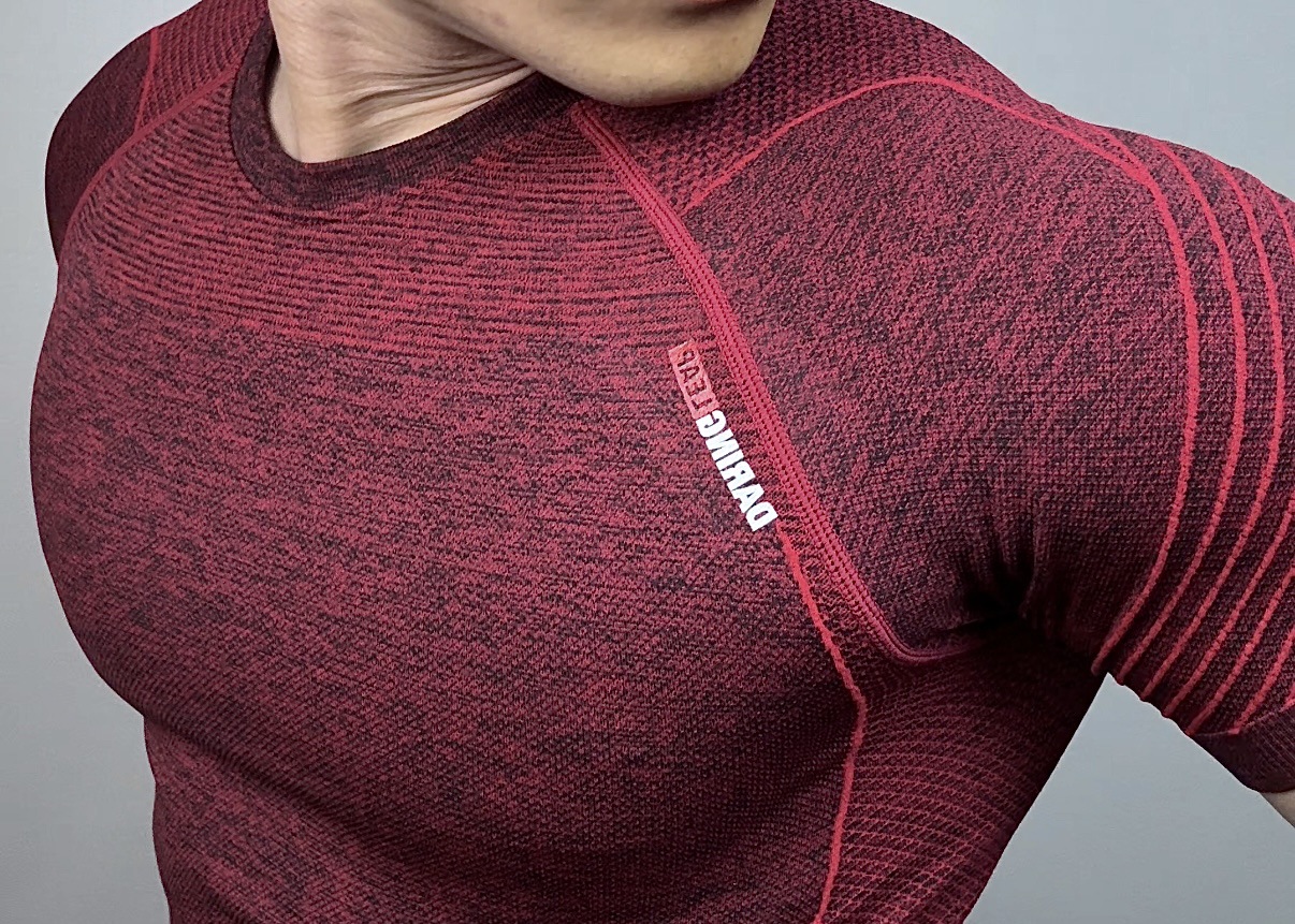 K Seamless Round Neck Fitness T-shirt, Quick Drying Casual Outdoor Sportswear, High Elasticity Threaded Short Sleeved Shirt_viptrois.com