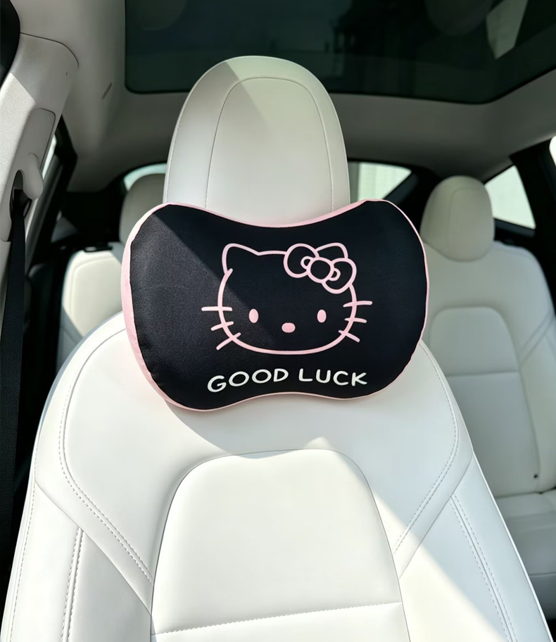 Car cushion headrest neck pillow, cute cartoon female car interior cushion, memory foam lumbar support pillow, waist cushion
