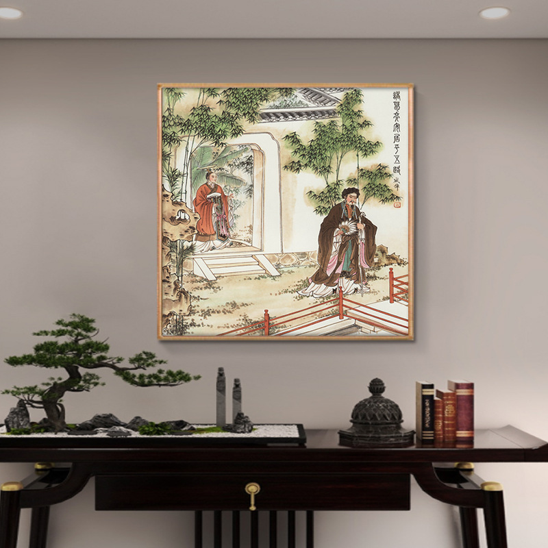 诸葛亮画像孔明三国古代人物水墨画餐厅挂画客厅装饰画书房玄关画