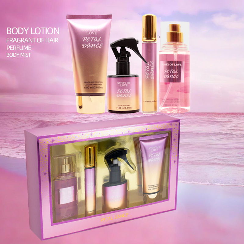 跨境爆品香水身体乳四件套男女套装身体喷雾维密持久留香欧美非洲