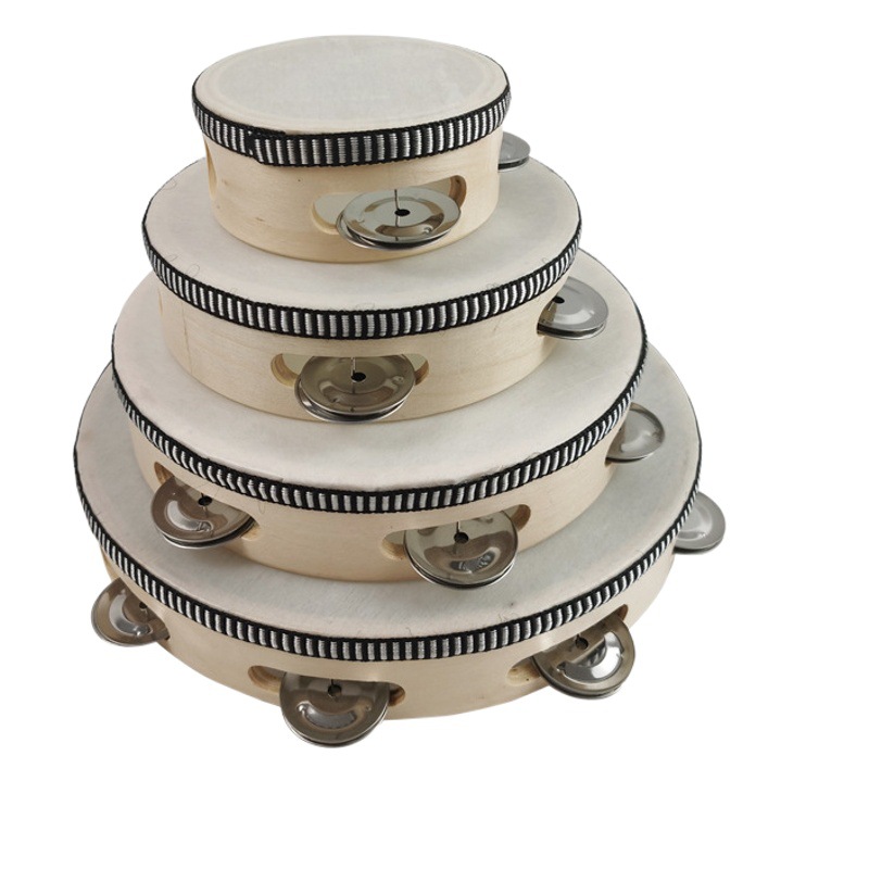 Pequeño pandereta Orff instrumento de percusión 4 pulgadas 6 7 8 pulgadas 10 pulgadas pandereta super fuerte tambor