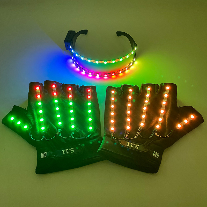 Guantes de Wolverine LED coloridos control remoto carga LED ilusión gafas luminosas espectáculo musical luminoso escenario props