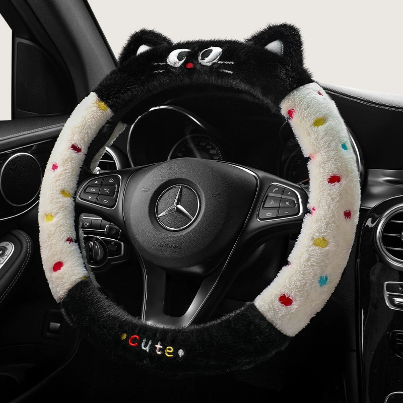 Трансграничные специально для новых волновых точек кошки плюшевые зимние автомобильные чехлы рулевого колеса противоскользящие теплые чехлы для автомобилей