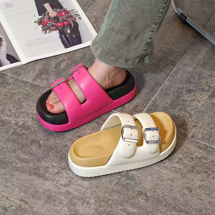 New Women's Summer Sandals For Outdoor Wear, Hong Kong Style Thick-Soled Height-Increasing Slide Sandals, Non-Slip_vogvips.com