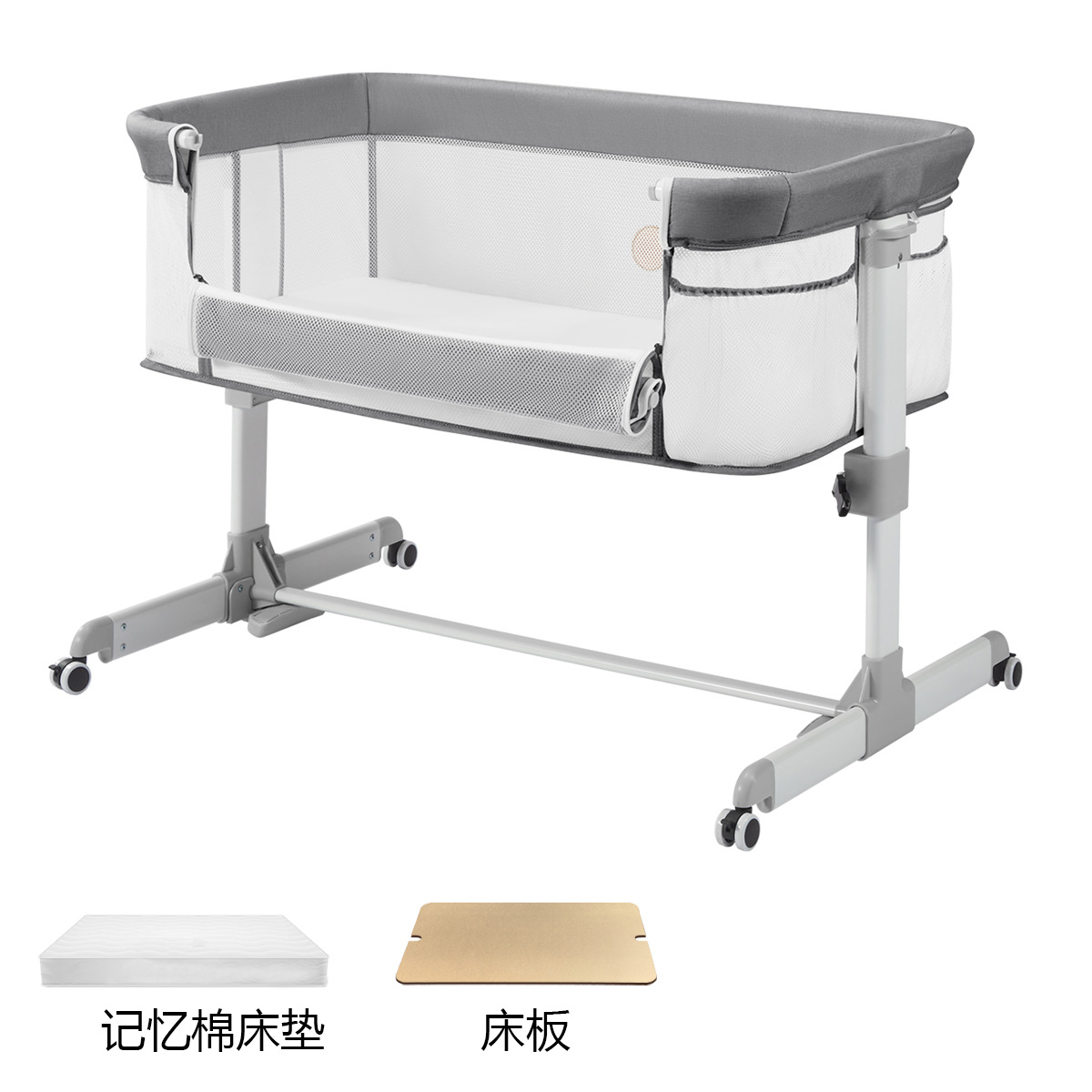 Cuna transfronteriza multifuncional plegable móvil recién nacido empalme cama grande bebé interior juego cama ajuste image 11