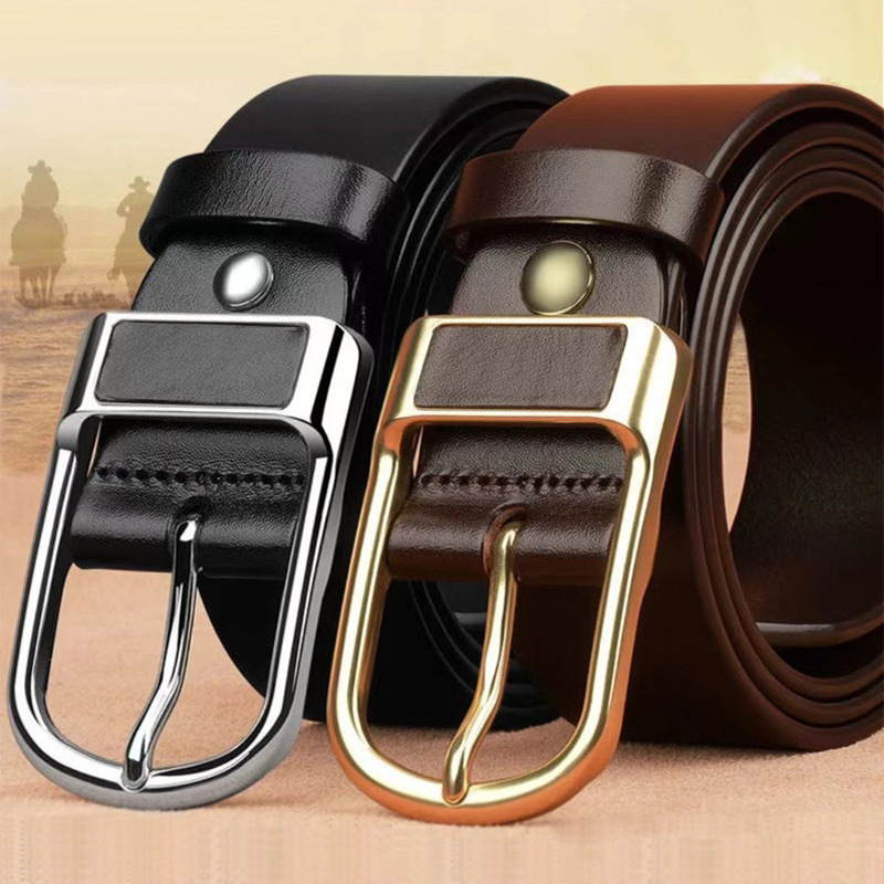 High Quality Leather Belt for Men's Casual and Versatile Fashion Retro Business Casual Pants, Jeans, Soft Leather Needle Buckle Waist Belt_voghion.com