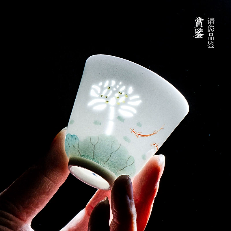 Ceramic tea set, glass cover, tea cup, hand painting, Chinese style, custom-made
