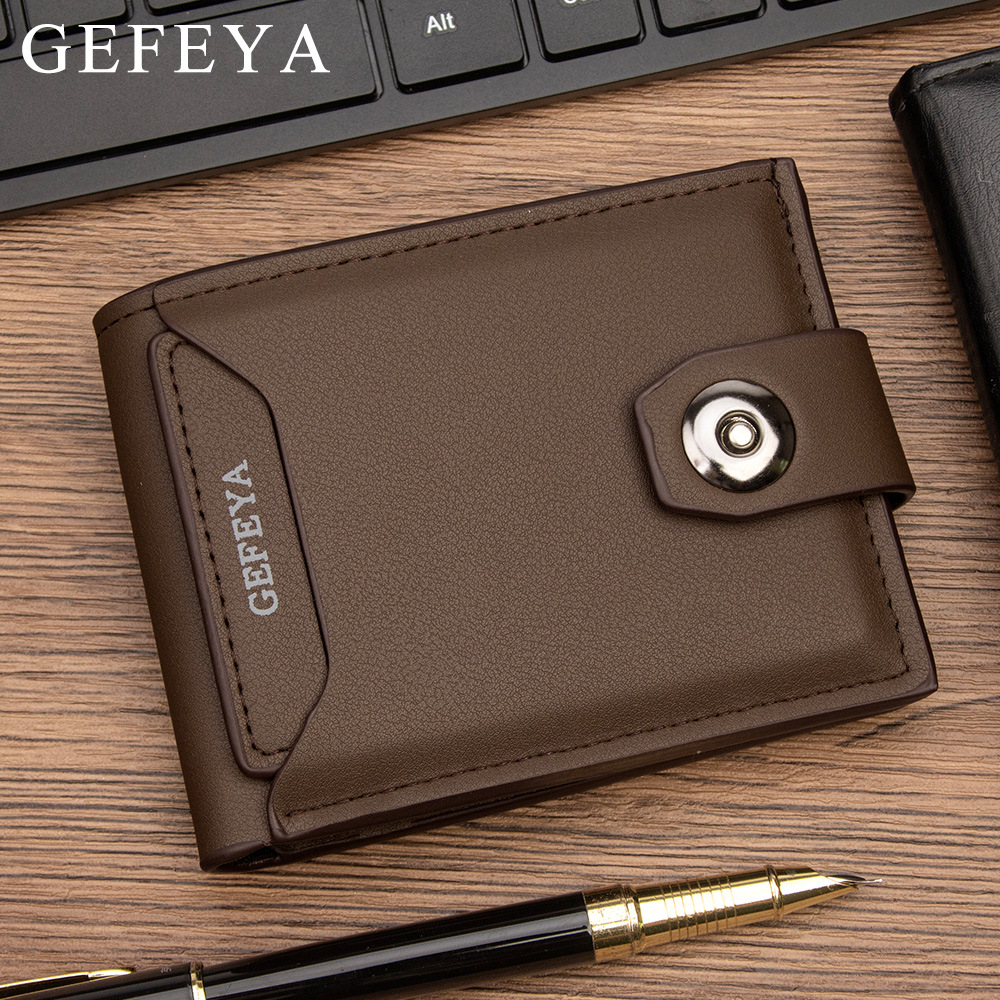 GEFEYA Men's Short Magnetic Buckle Wallet, Multi-card Slots with Zipper Coin Pocket, Business Casual Wallet, In Stock