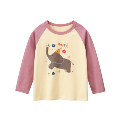 27home 子供服秋の新作 2025 韓国語版女の子象長袖 Tシャツベビー服 Douyin サプライ