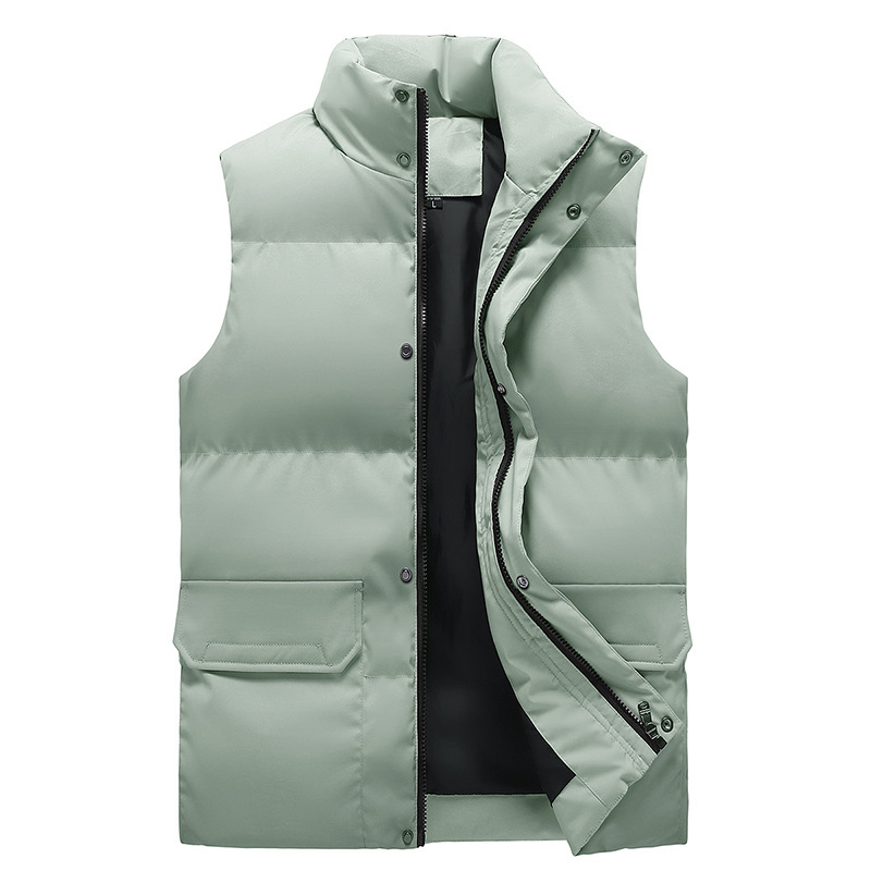 Herbst und Winter neue lässige Stehkragen einfarbige Baumwolle Schulter dicke warme Jacke Plus Größe Arbeitskleidung Weste_voghion.com