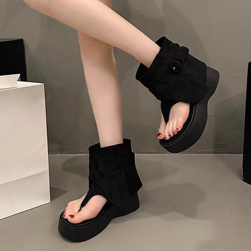 Sandalias de mujer de primavera de 2026 nuevo nicho de diseño de botas de sandallas de suela gruesa de estilo retro sandalias de barril corto