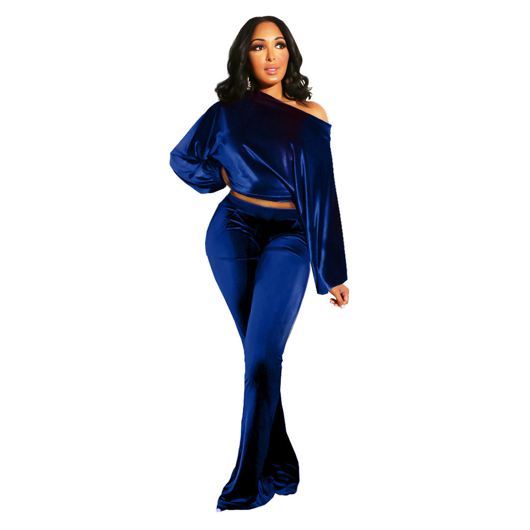 Completo pantalone donna per discoteca monospalla maniche a lanterna_voghion.com