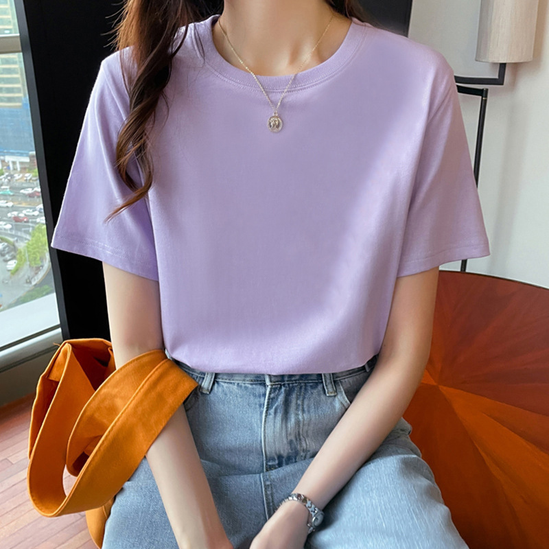 純綿半袖Tシャツ レディース ノースリーブ カジュアルトップス 半袖 夏服 新作 綿100% インナー/アウター|undefined