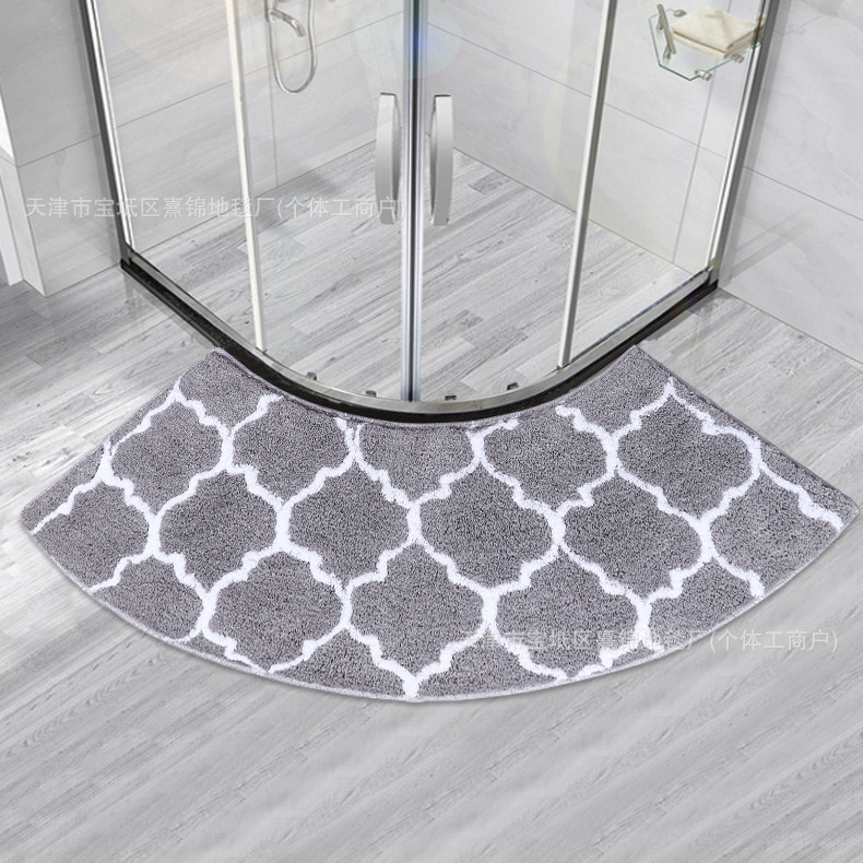 Minimalist solid color curved absorbent bathroom mat, shower room entrance mat, toilet non-slip foot mat