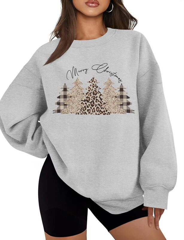 Micoson Women's Oversized American Pattern Letter Print Sweatshirts Round Neck Patriotic Fleece Pullover Top Winter