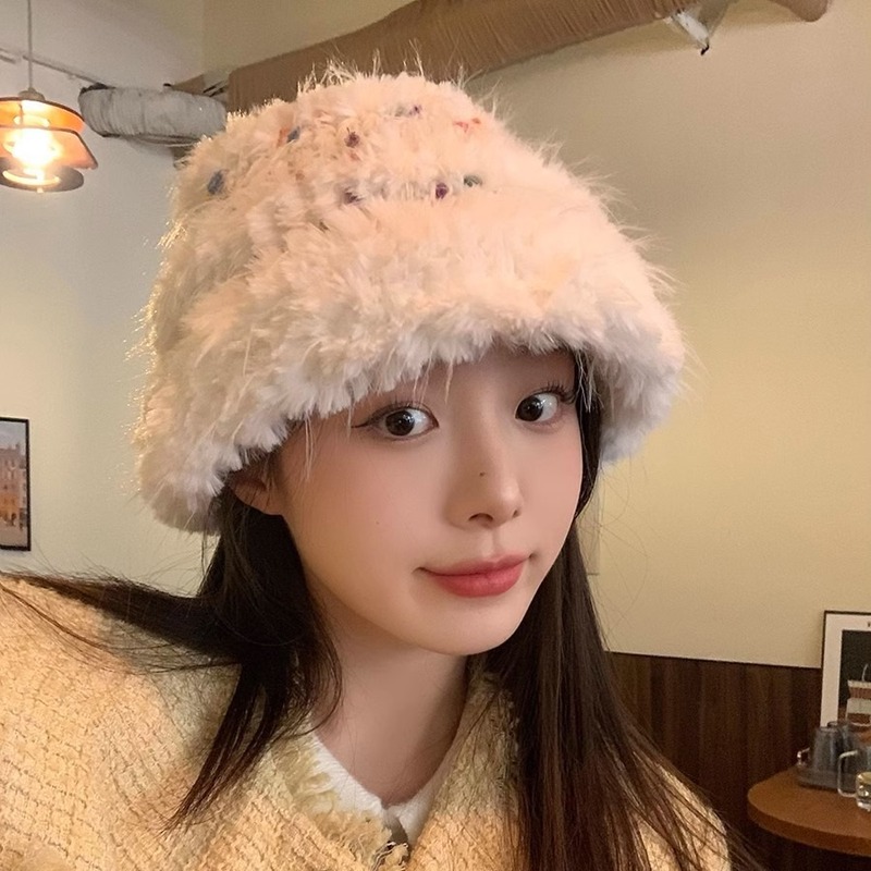 秋冬季ins彩色小糖豆防风毛绒帽女款出游氛围感护耳保暖针织帽子|undefined