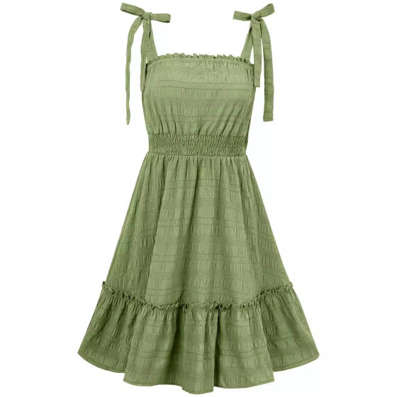 Fresh Air foreign trade casual women's clothing 2024 Summer new off-shoulder ruffled dress