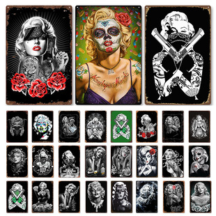 European and American Retro Home Furnishing Wall Wall Decor Tin Metal Decor Cross-border Decorative Tin Painting Monroe