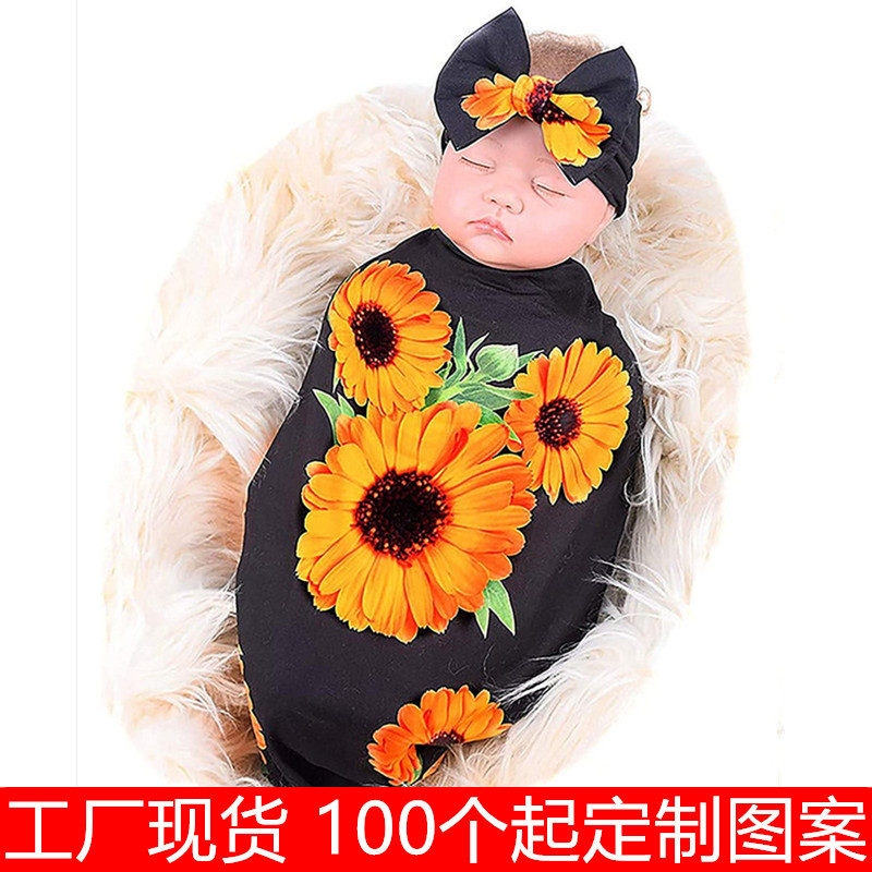 Cross-Border Newborn Baby Wrap Single Wrap Cloth Delivery Room Wrap Wrap Baby Swaddling Wrap Blanket Blanket Hair Band