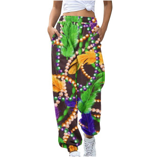 Amazon popular casual pants special new sports trousers women's carnival theme pants ankle-tied pants women