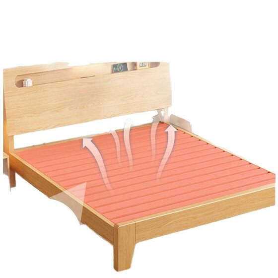 Bed Solid Wood Bed 1.5 m Household 1.8 m Master Bedroom Double Bed 1.2m Rental Simple Single Bed for Small Apartment