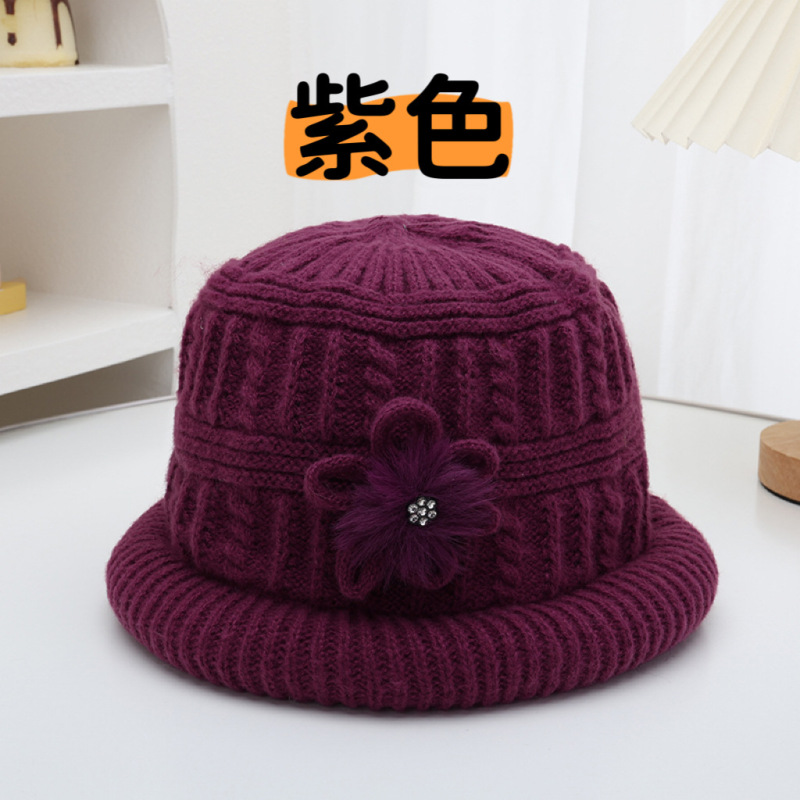 新款秋冬中老年加厚保暖帽子女毛线帽妈妈奶奶老人老太太婆婆帽子|undefined