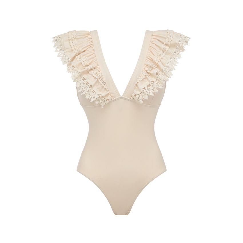 Fato de banho de uma peça para mulher slim fit com renda_voghion.com