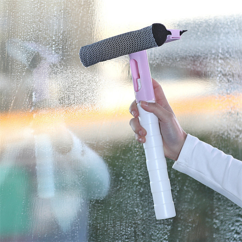 Double-sided glass scraper household glass window cleaner wiper integrated water spray window cleaner cleaning tool
