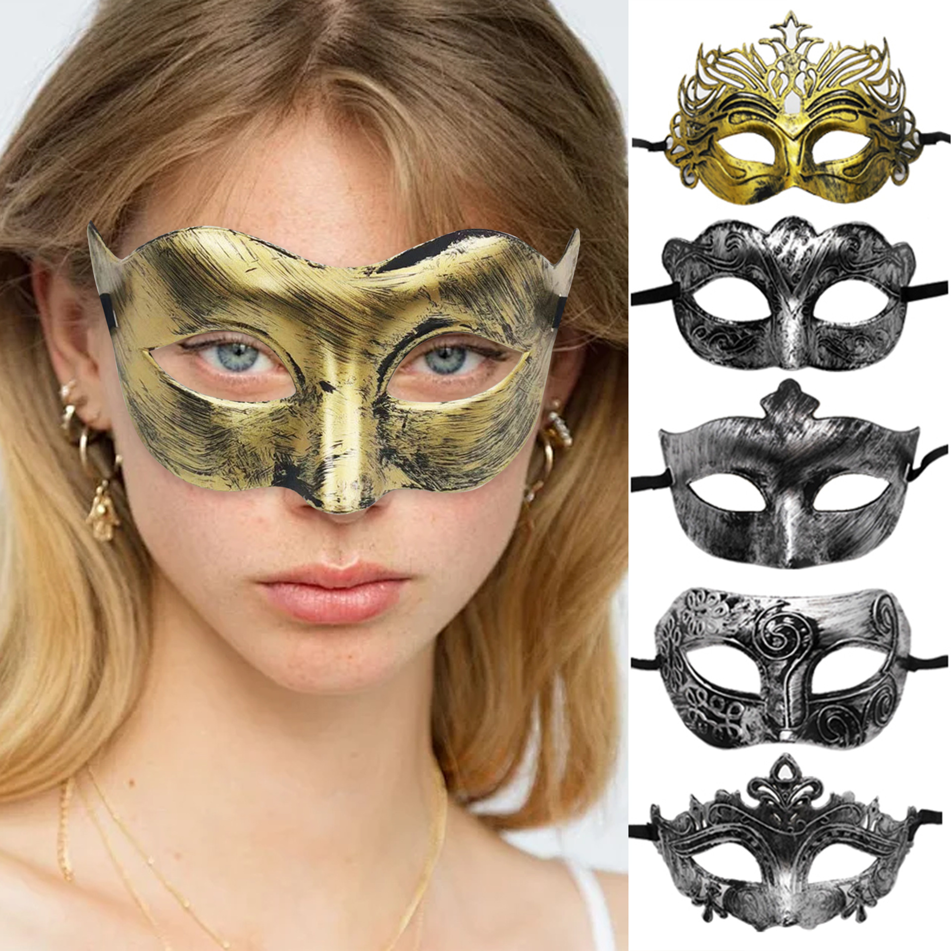 Ventas transfronterizas en caliente princesa de hadas retrógradas mitad cara de la antigua griega máscara de corona de jazz máscara romana