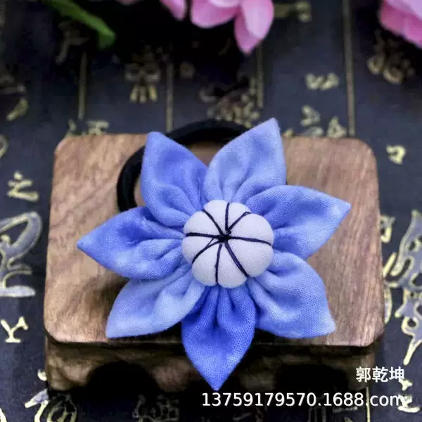 Indigo-Dyed Head Flower Yunnan Ethnic Style Blue Tie-Dyed Cloth Peacock Flower Pattern Head Flower Headband Series
