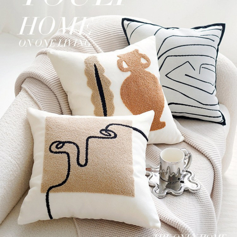 Brown Retro Cream Light Luxury Living Room Sofa Pillow Cover French Beige Medieval Pillow Bedside Cushion