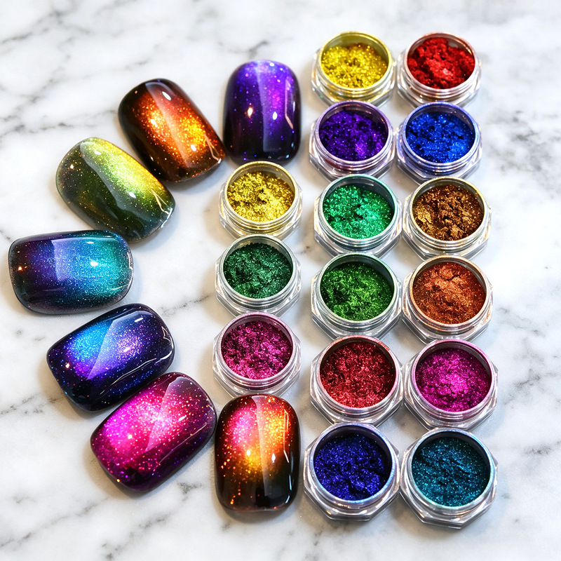Magnetic Multicolor Pigment Powder Interstellar Chameleon Neon Magnetic Cat Eye Pigment, Used for Nail Art Magnetic Multicolor Pigment Powder Interstellar Chameleon Neon Magnetic Cat Eye Pigment, Used for Nail Art