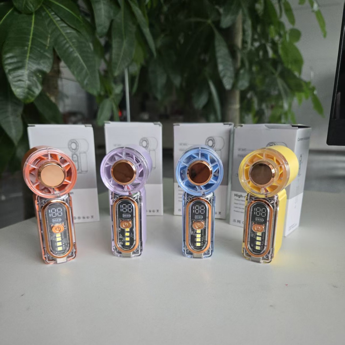 跨境爆款x699迷你手持风扇USB充电LED灯光持久续航涡轮暴力小风扇