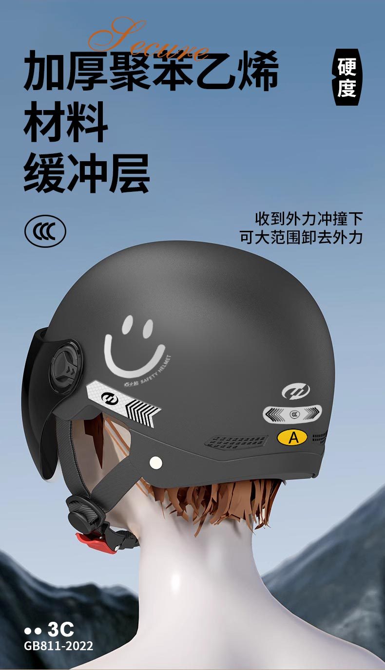 Suitable for 3C Certified Electric Motorcycle Helmets, New National Standard Men's and Women's Class a Safety Helmets, Summer Sun Protection Half Helmets 4