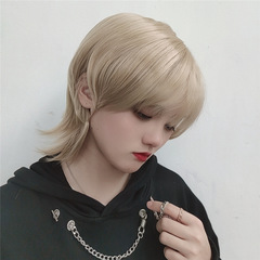 Wolf Tail Hairstyle Male Short Hair Full Head Suit Japanese Mullet Synthetic Full Head Suit Manufacturer Minimum Order Quantity: 1 Piece