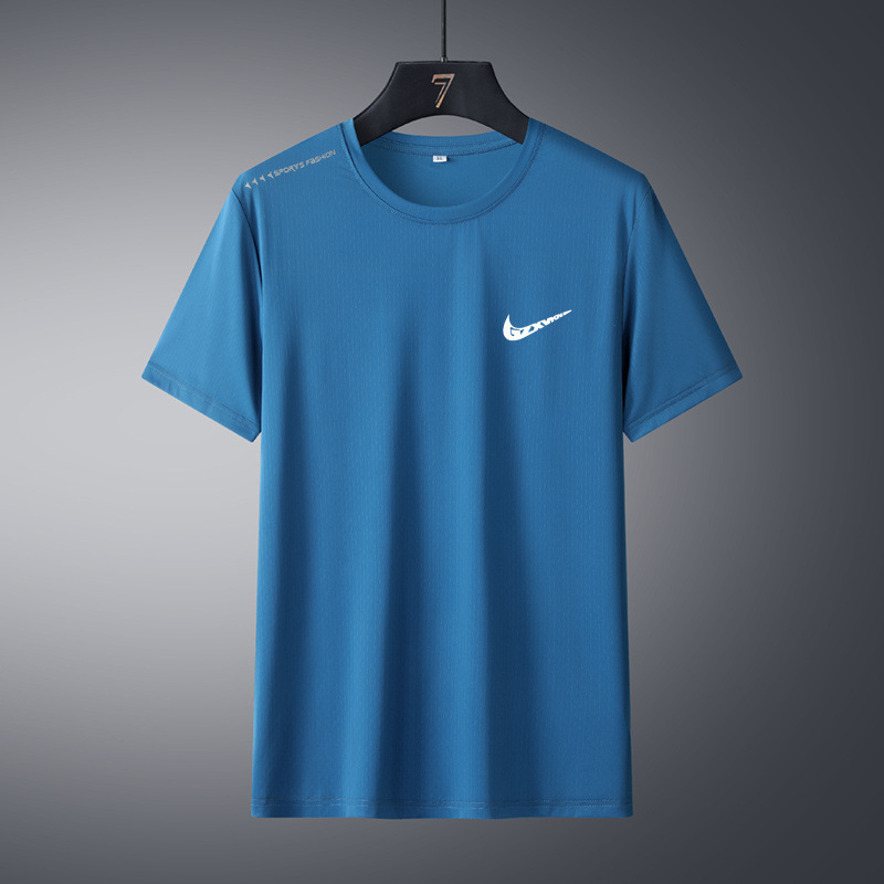 Summer New Ice Silk Short-Sleeved T-Shirt Men's Thin Round Neck Loose Sports Casual Quick-Drying Half-Sleeved Men's T-Shirt