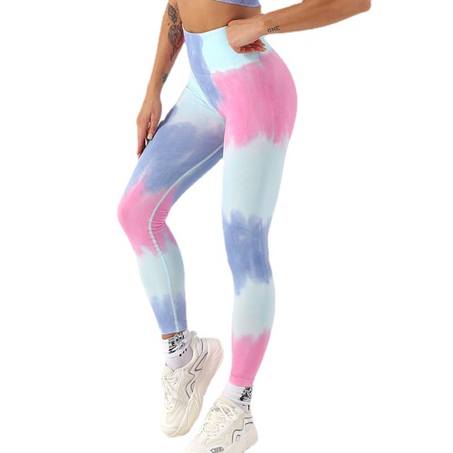 European and American gradient tie-dye peach hip sports fitness pants with hip-raising high-waisted seamless yoga pants fitness yoga pants