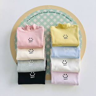 South Korea children's clothing all-match high collar warm bottoming shirt autumn and winter children's clothing cute small and medium-sized children's long sleeve T-shirt top cross-border