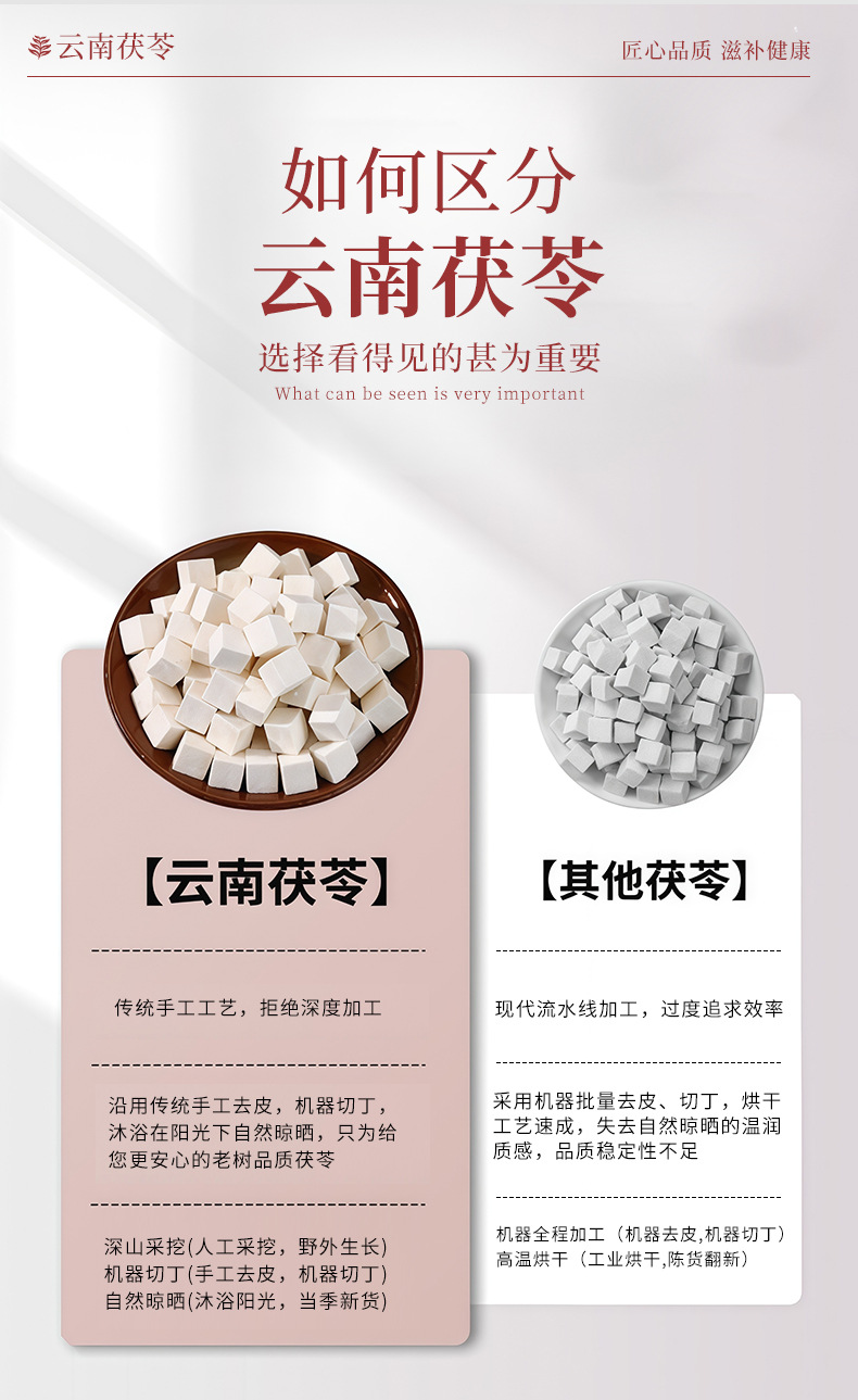 Fu Ling Dices (Poria cocos) — Dried Food-Herb Mushroom Pieces for Soup & Tea key features
