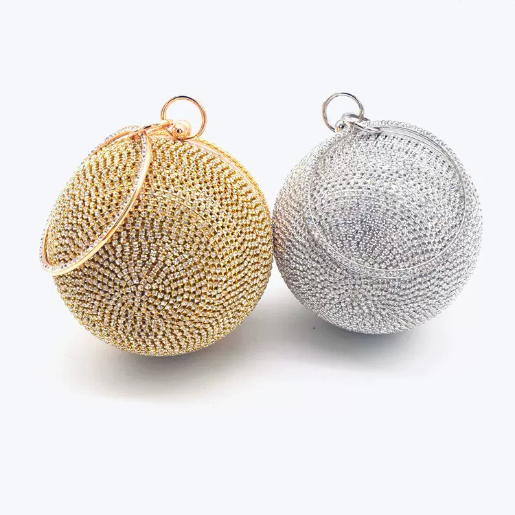 时尚钻石晚宴包圆形晚装包斜挎包网红包结婚礼服包量大价优轻奢