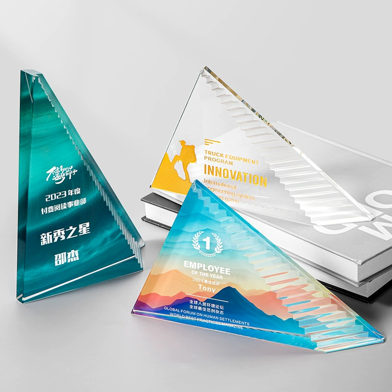 Новый хрустальный трофей 2025 года: горизонтальная и вертикальная версии, дизайн «лестница», элитный и элегантный, для выдающихся достижений компании, награды сотрудникам на ежегодном собрании