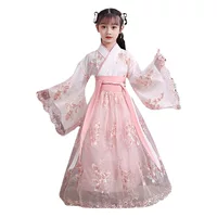 Детское платье с юбкой-феей для девочек Hanfu, юбка принцессы для девочек, костюм Тан в китайском стиле с длинным рукавом