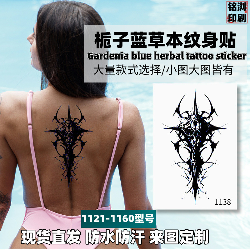 New Herbal Semi-permanent Not Reflective Juice Tattoo Sticker Artificial Flower Arm Tattoo Sticker in stock Wholesale