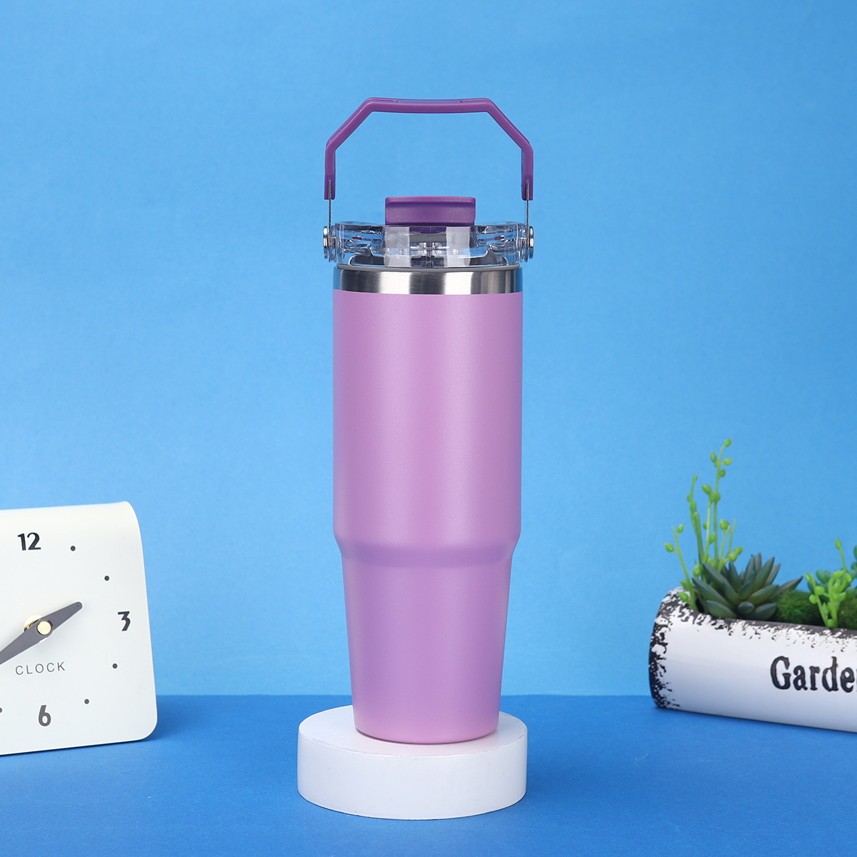 Vaso Térmico 304 Doble Capa — Botella Grande Exterior con Popote