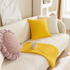 Four seasons universal washed cotton horizontal strip solid color quilted sofa cushion modern simple non-slip sofa cushion towel wholesale