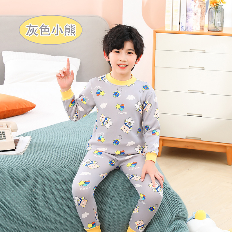 Niños de Cuello medio forrado de lana gruesa ropa interior térmica traje niños y niñas Otoño e Invierno tocando fondo Bebé Ropa para niños ropa de otoño pantalones largos