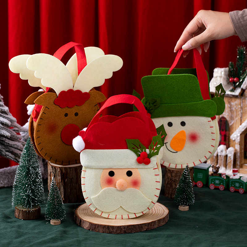 平安夜圣诞节糖果苹果袋子无纺布盒子可爱礼物装饰果盒装饰手提包