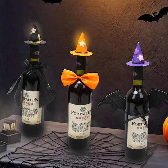 Mini sombrero de bruja de Halloween decoración de botella de vino fiesta de Halloween decoración de sombrero de botella de vino decoración de escena accesorios