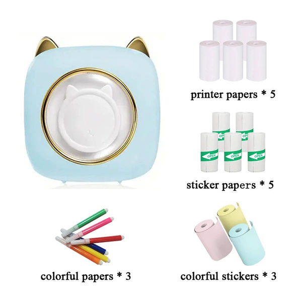 Blue Cat+5 Volume Printing Paper+5 Volumes Non -Glores+3 Volume Color Paper+Color Pen